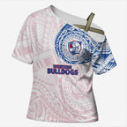 Personalized Western Bulldogs Polynesian Cross Shoulder Shirt Tribal Chest and Sleeve Tattoo Heritage Warrior