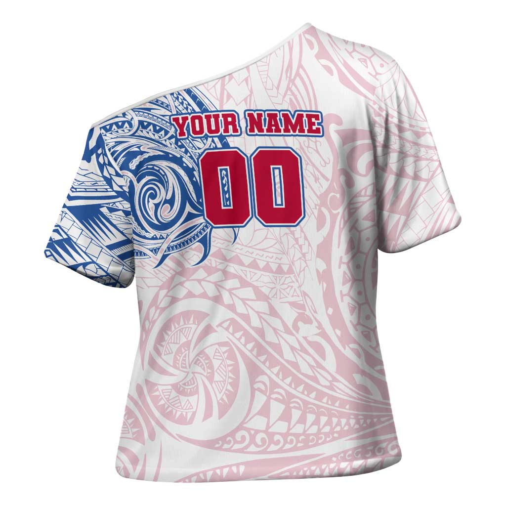 Personalized Western Bulldogs Polynesian Cross Shoulder Shirt Tribal Chest and Sleeve Tattoo Heritage Warrior