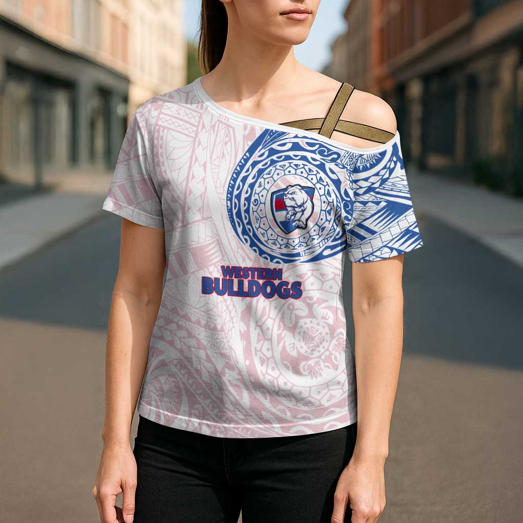 Personalized Western Bulldogs Polynesian Cross Shoulder Shirt Tribal Chest and Sleeve Tattoo Heritage Warrior
