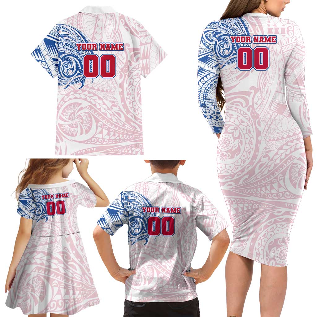 Personalized Western Bulldogs Polynesian Family Matching Long Sleeve Bodycon Dress and Hawaiian Shirt Tribal Chest and Sleeve Tattoo Heritage Warrior