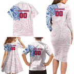 Personalized Western Bulldogs Polynesian Family Matching Long Sleeve Bodycon Dress and Hawaiian Shirt Tribal Chest and Sleeve Tattoo Heritage Warrior