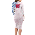 Personalized Western Bulldogs Polynesian Family Matching Long Sleeve Bodycon Dress and Hawaiian Shirt Tribal Chest and Sleeve Tattoo Heritage Warrior