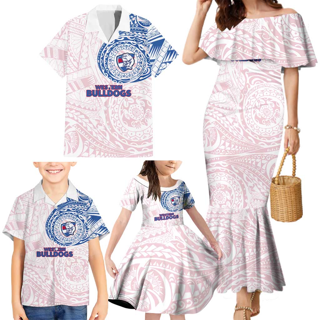 Personalized Western Bulldogs Polynesian Family Matching Mermaid Dress and Hawaiian Shirt Tribal Chest and Sleeve Tattoo Heritage Warrior