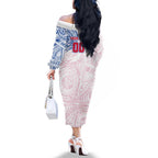 Personalized Western Bulldogs Polynesian Family Matching Off The Shoulder Long Sleeve Dress and Hawaiian Shirt Tribal Chest and Sleeve Tattoo Heritage Warrior