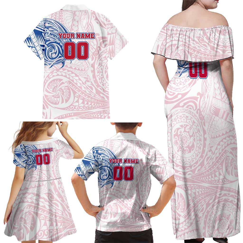 Personalized Western Bulldogs Polynesian Family Matching Off Shoulder Maxi Dress and Hawaiian Shirt Tribal Chest and Sleeve Tattoo Heritage Warrior