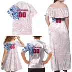 Personalized Western Bulldogs Polynesian Family Matching Off Shoulder Maxi Dress and Hawaiian Shirt Tribal Chest and Sleeve Tattoo Heritage Warrior