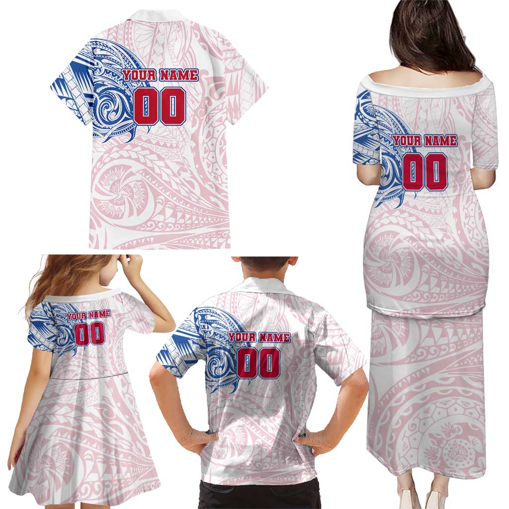 Personalized Western Bulldogs Polynesian Family Matching Puletasi and Hawaiian Shirt Tribal Chest and Sleeve Tattoo Heritage Warrior