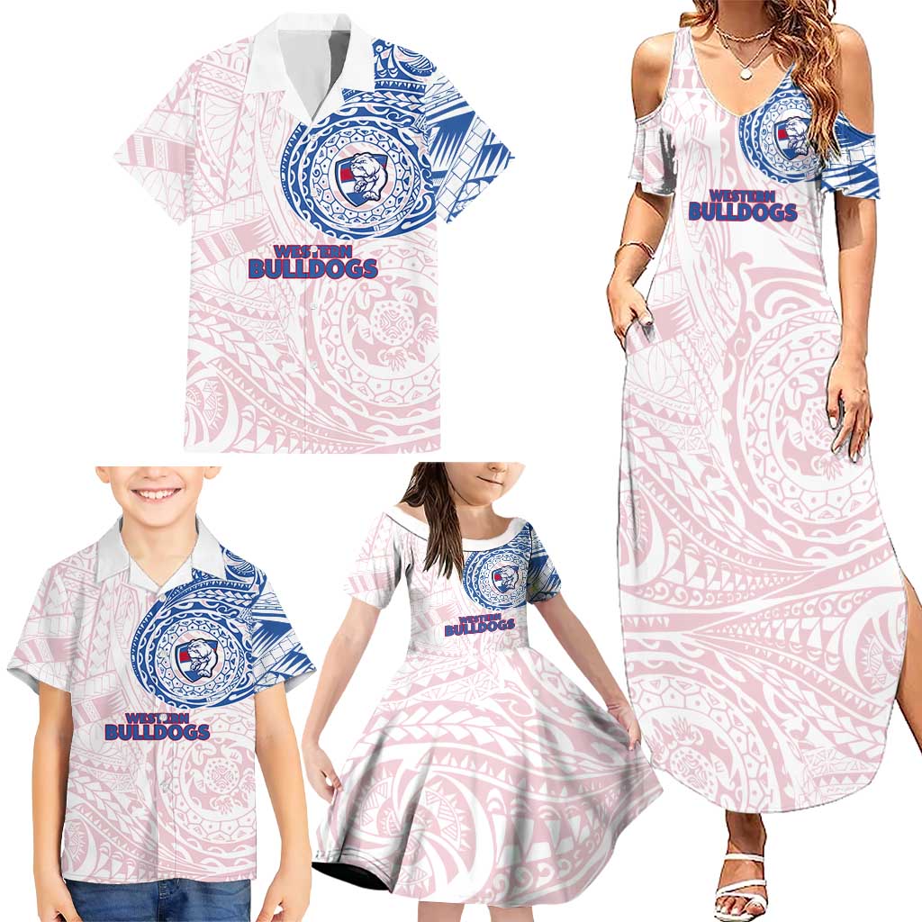 Personalized Western Bulldogs Polynesian Family Matching Summer Maxi Dress and Hawaiian Shirt Tribal Chest and Sleeve Tattoo Heritage Warrior