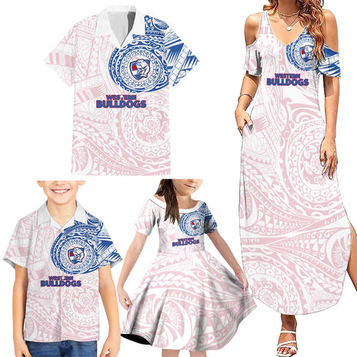 Personalized Western Bulldogs Polynesian Family Matching Summer Maxi Dress and Hawaiian Shirt Tribal Chest and Sleeve Tattoo Heritage Warrior