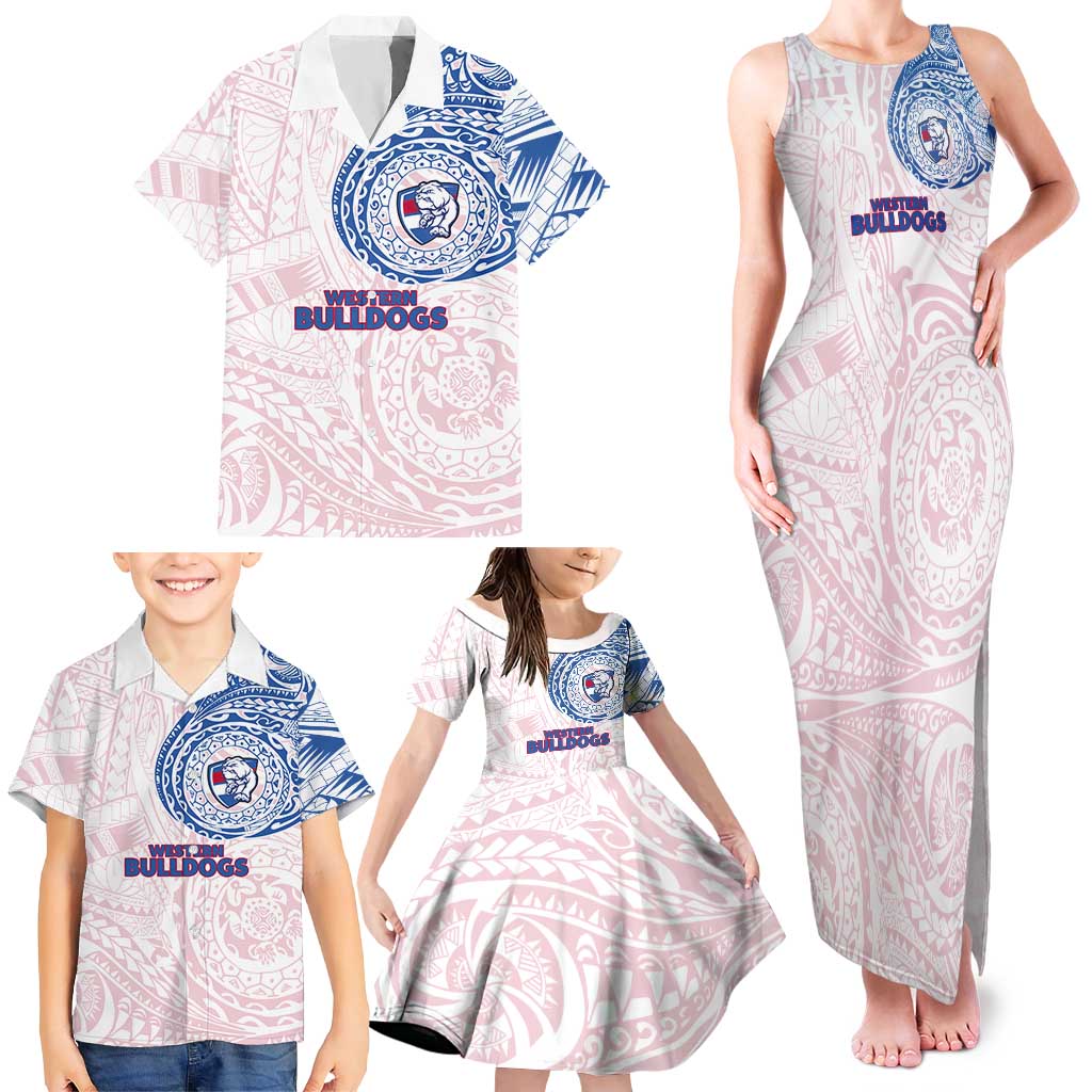 Personalized Western Bulldogs Polynesian Family Matching Tank Maxi Dress and Hawaiian Shirt Tribal Chest and Sleeve Tattoo Heritage Warrior