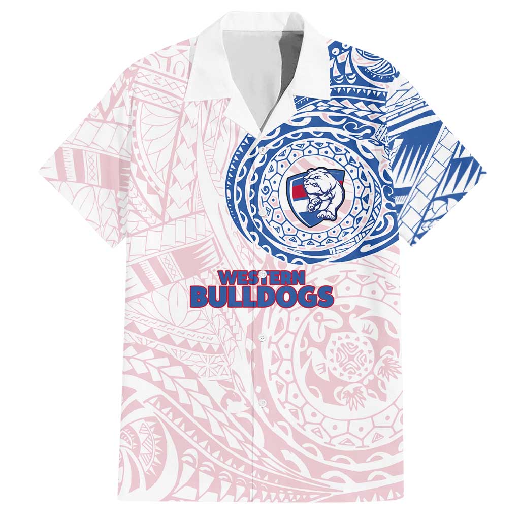Personalized Western Bulldogs Polynesian Hawaiian Shirt Tribal Chest and Sleeve Tattoo Heritage Warrior