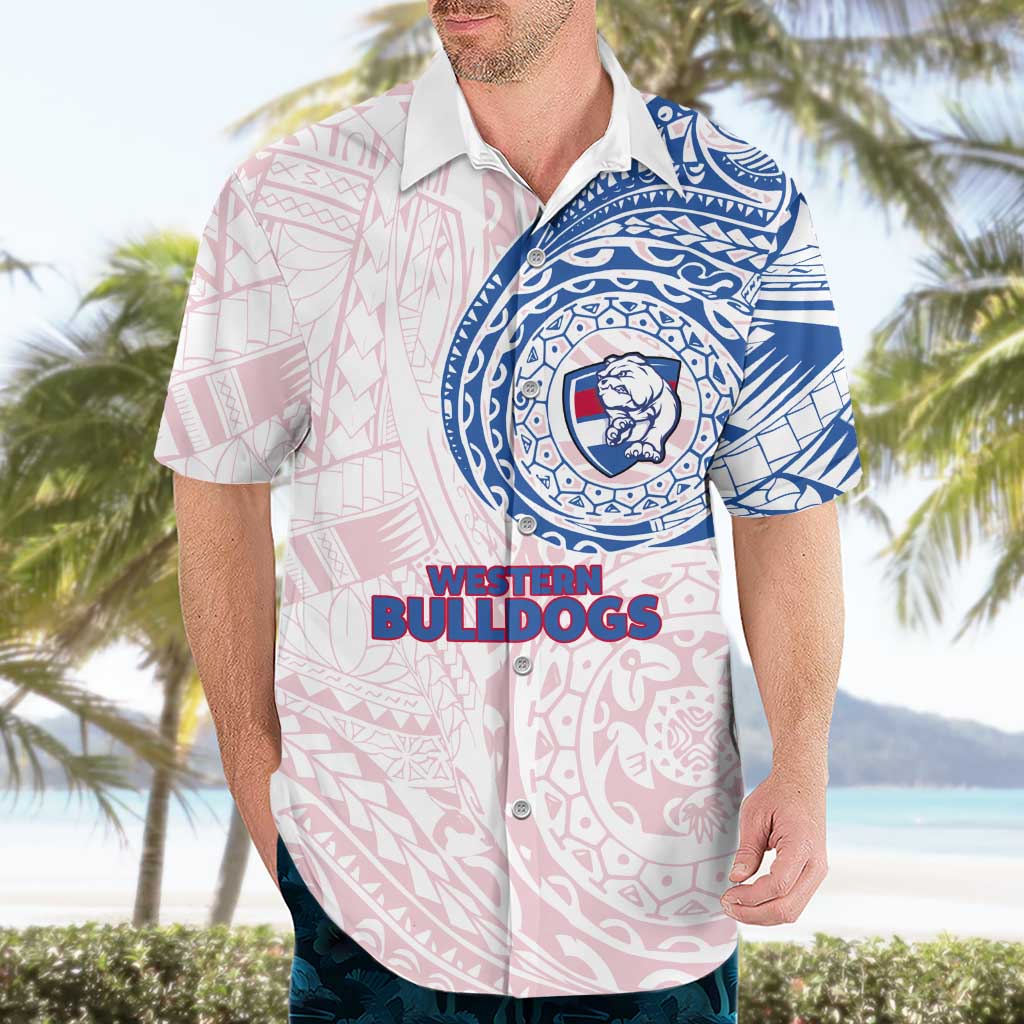Personalized Western Bulldogs Polynesian Hawaiian Shirt Tribal Chest and Sleeve Tattoo Heritage Warrior