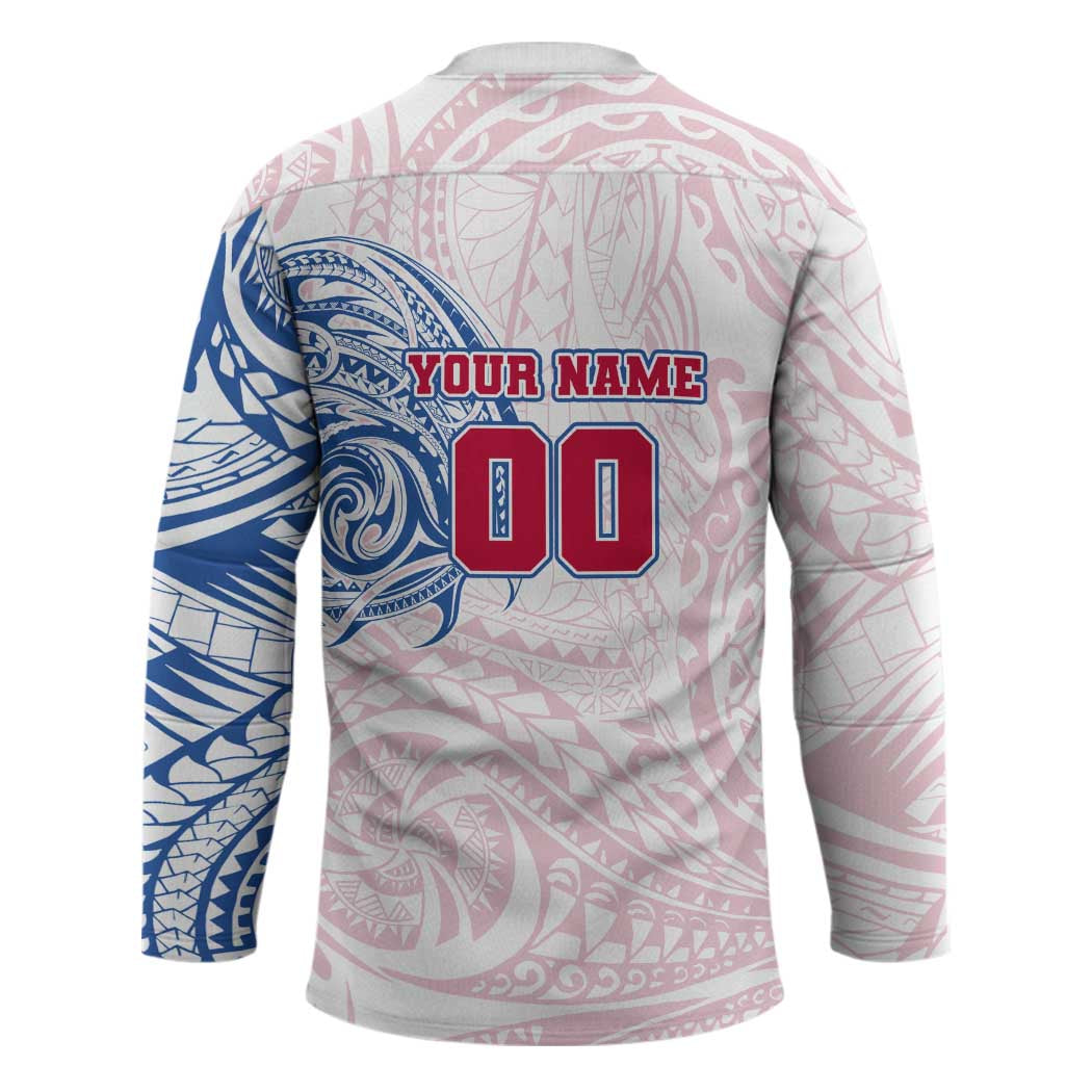 Personalized Western Bulldogs Polynesian Hockey Jersey Tribal Chest and Sleeve Tattoo Heritage Warrior