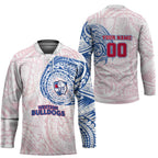 Personalized Western Bulldogs Polynesian Hockey Jersey Tribal Chest and Sleeve Tattoo Heritage Warrior