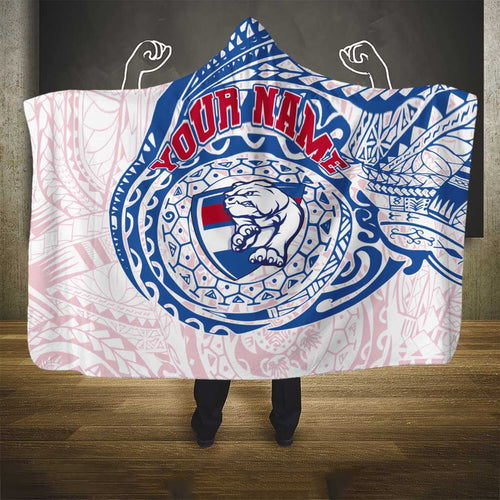 Personalized Western Bulldogs Polynesian Hooded Blanket Tribal Chest and Sleeve Tattoo Heritage Warrior