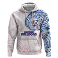 Personalized Western Bulldogs Polynesian Hoodie Tribal Chest and Sleeve Tattoo Heritage Warrior