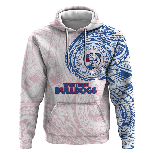 Personalized Western Bulldogs Polynesian Hoodie Tribal Chest and Sleeve Tattoo Heritage Warrior
