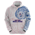 Personalized Western Bulldogs Polynesian Hoodie Tribal Chest and Sleeve Tattoo Heritage Warrior