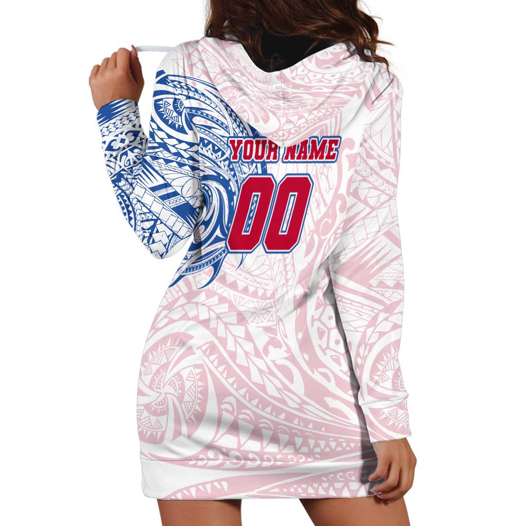Personalized Western Bulldogs Polynesian Hoodie Dress Tribal Chest and Sleeve Tattoo Heritage Warrior