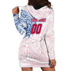 Personalized Western Bulldogs Polynesian Hoodie Dress Tribal Chest and Sleeve Tattoo Heritage Warrior