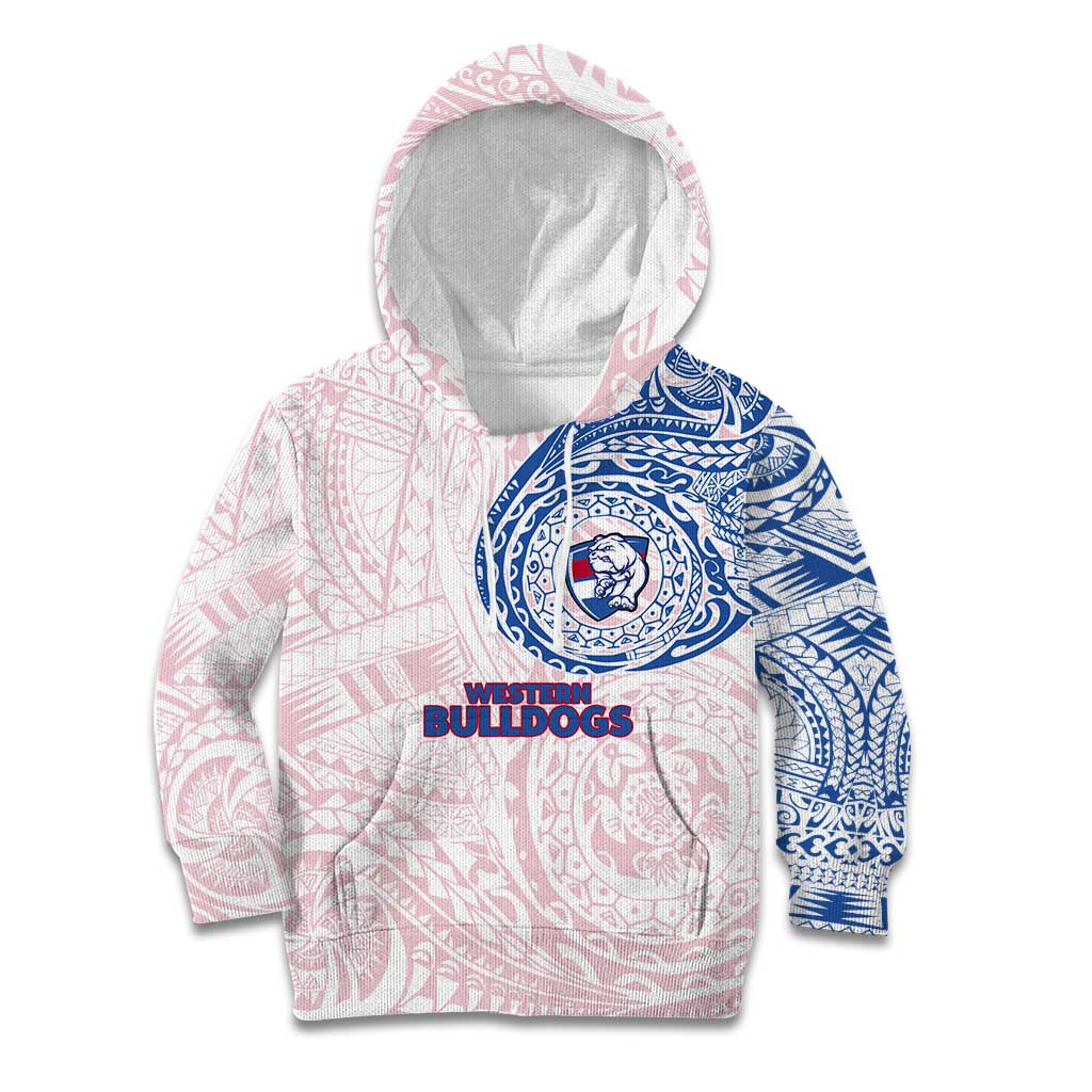 Personalized Western Bulldogs Polynesian Kid Hoodie Tribal Chest and Sleeve Tattoo Heritage Warrior