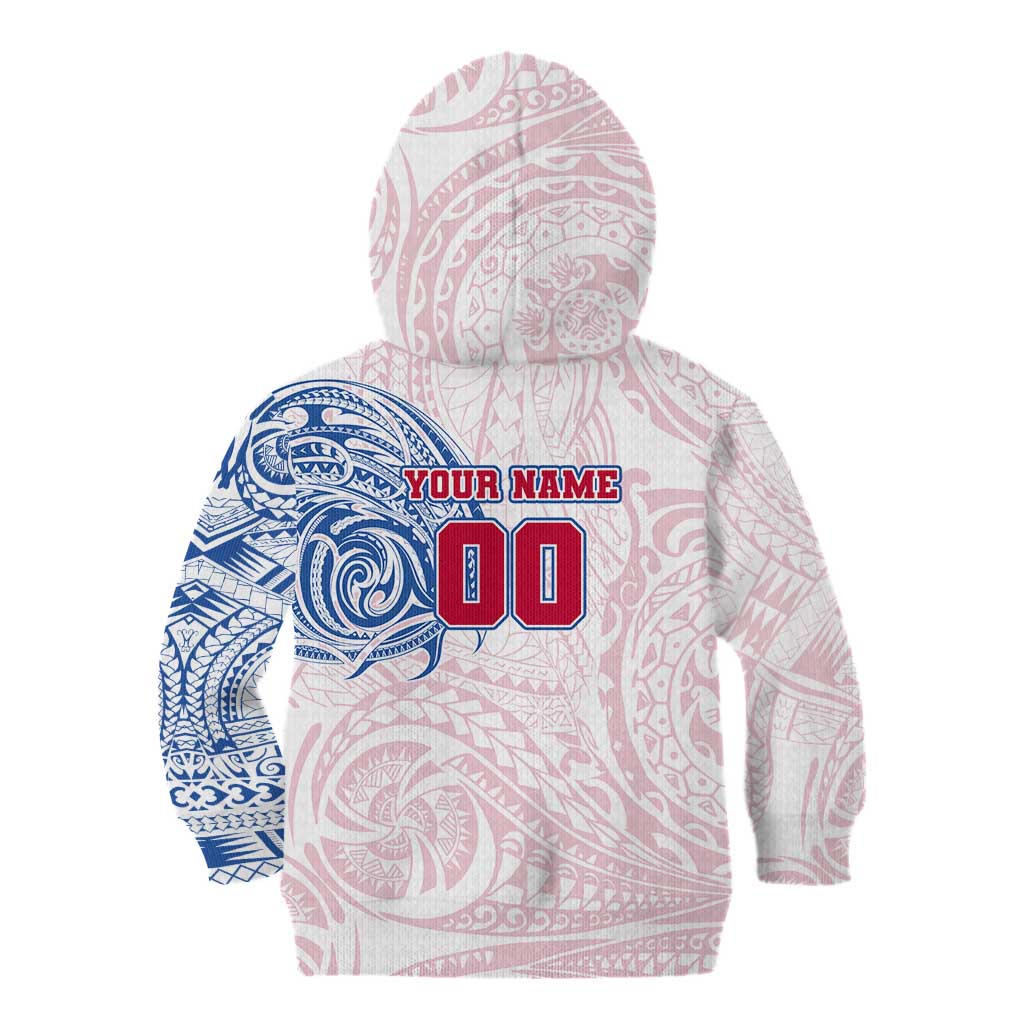Personalized Western Bulldogs Polynesian Kid Hoodie Tribal Chest and Sleeve Tattoo Heritage Warrior