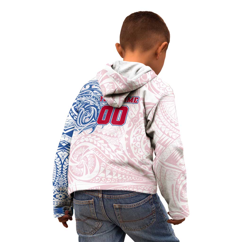 Personalized Western Bulldogs Polynesian Kid Hoodie Tribal Chest and Sleeve Tattoo Heritage Warrior