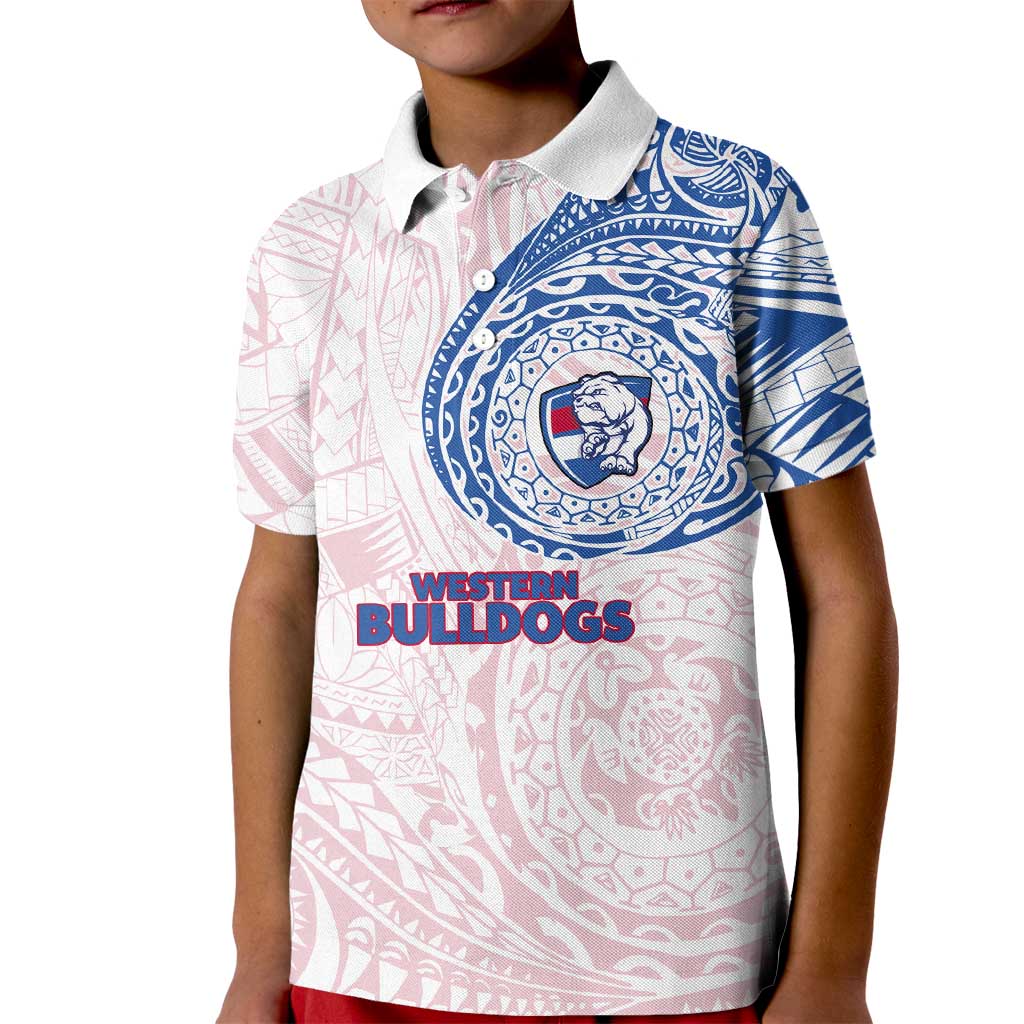 Personalized Western Bulldogs Polynesian Kid Polo Shirt Tribal Chest and Sleeve Tattoo Heritage Warrior