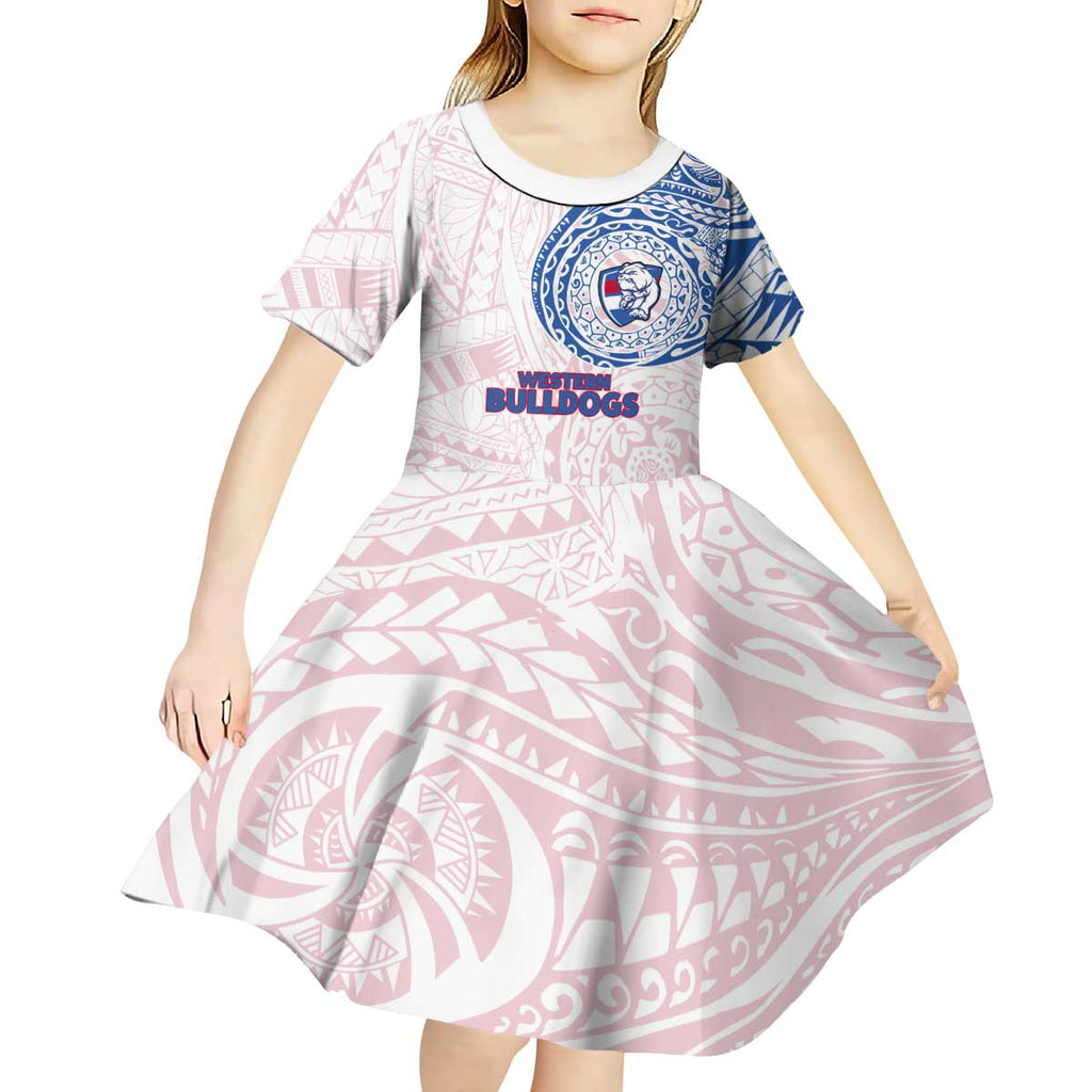 Personalized Western Bulldogs Polynesian Kid Short Sleeve Dress Tribal Chest and Sleeve Tattoo Heritage Warrior