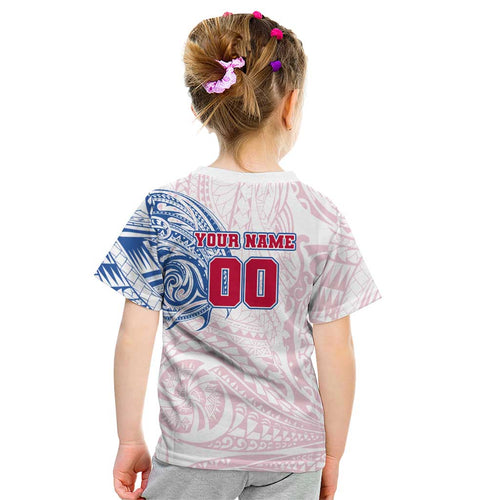 Personalized Western Bulldogs Polynesian Kid T Shirt Tribal Chest and Sleeve Tattoo Heritage Warrior