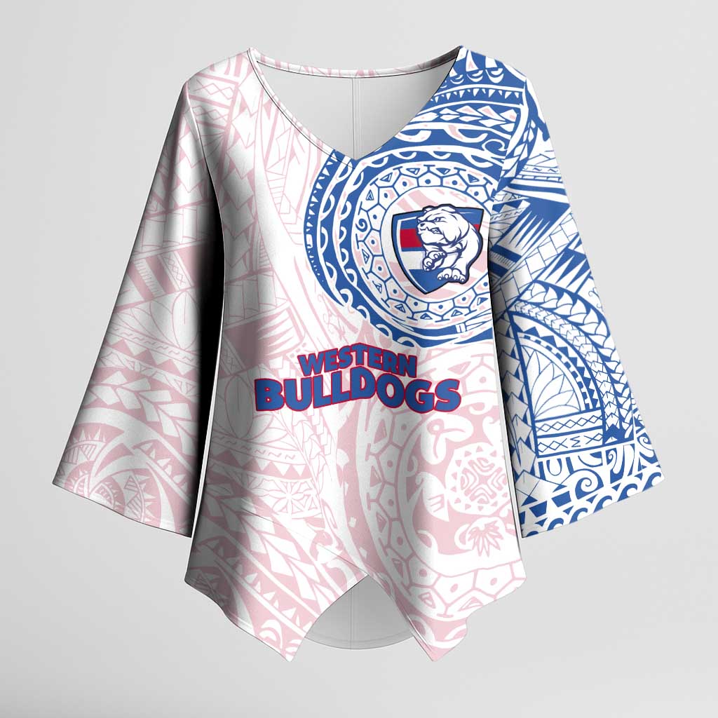 Personalized Western Bulldogs Polynesian Kimono Sleeve Blouse Tribal Chest and Sleeve Tattoo Heritage Warrior