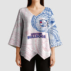 Personalized Western Bulldogs Polynesian Kimono Sleeve Blouse Tribal Chest and Sleeve Tattoo Heritage Warrior