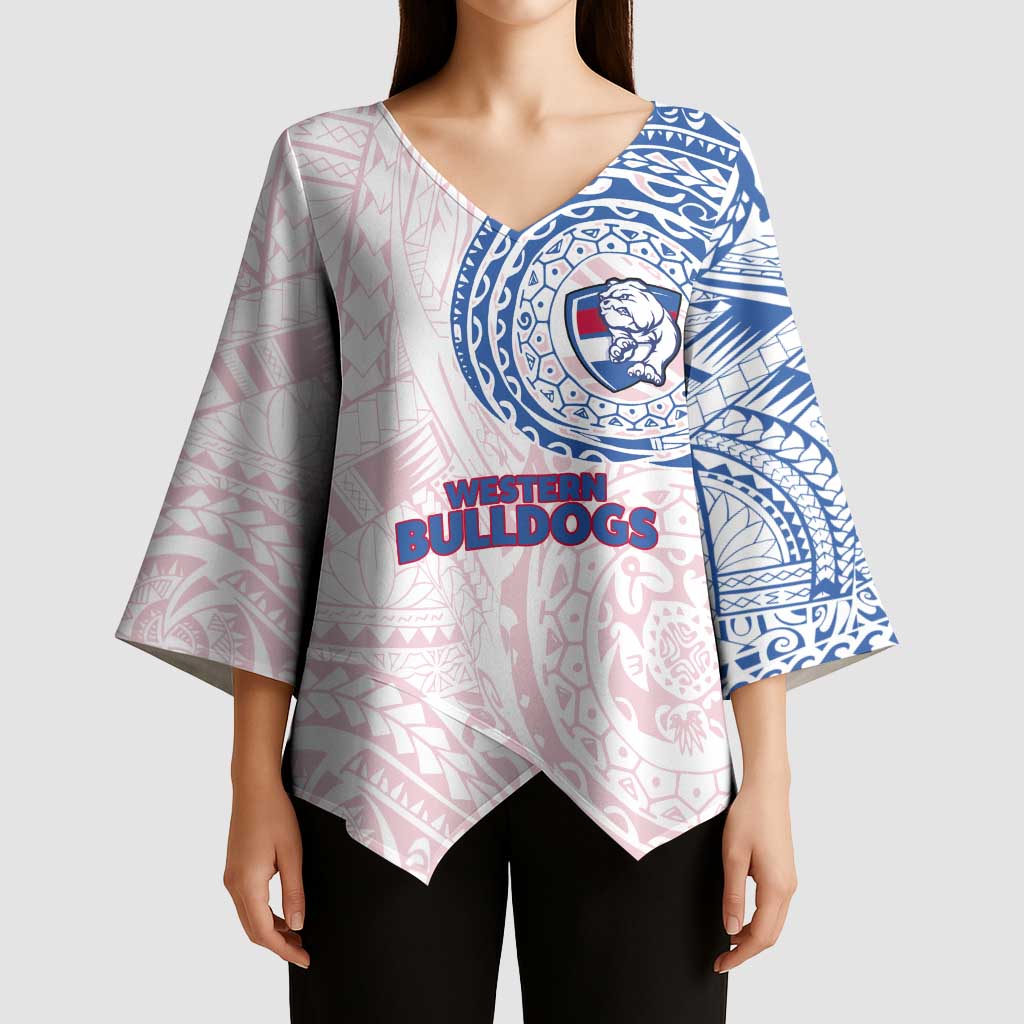 Personalized Western Bulldogs Polynesian Kimono Sleeve Blouse Tribal Chest and Sleeve Tattoo Heritage Warrior