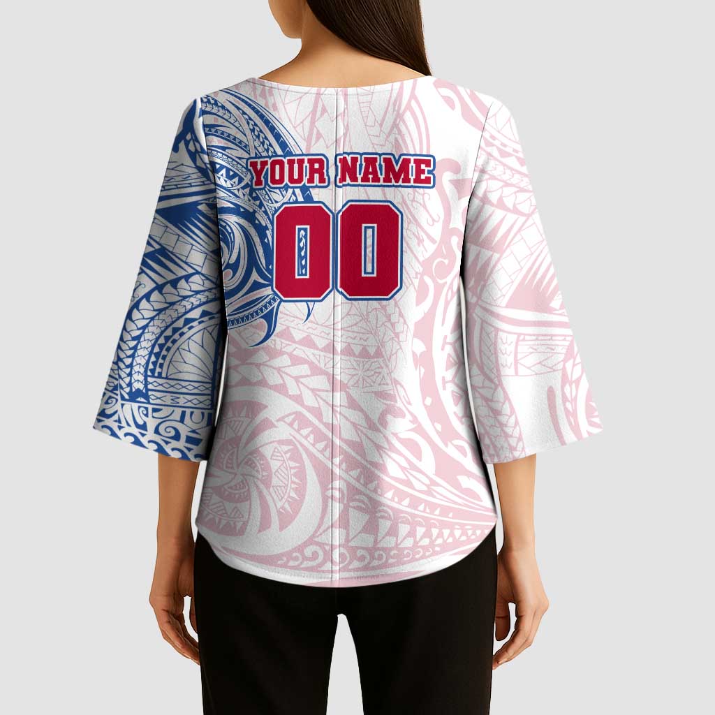 Personalized Western Bulldogs Polynesian Kimono Sleeve Blouse Tribal Chest and Sleeve Tattoo Heritage Warrior