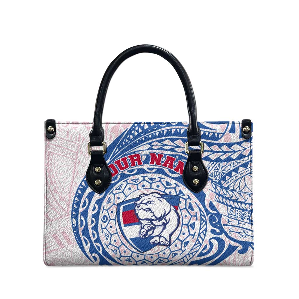 Personalized Western Bulldogs Polynesian Leather Bag Tribal Chest and Sleeve Tattoo Heritage Warrior