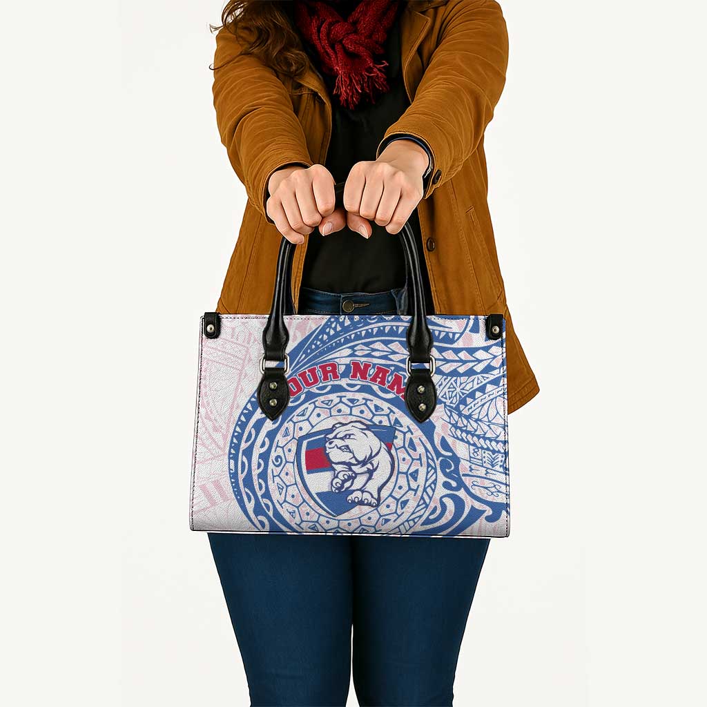 Personalized Western Bulldogs Polynesian Leather Bag Tribal Chest and Sleeve Tattoo Heritage Warrior