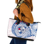 Personalized Western Bulldogs Polynesian Leather Tote Bag Tribal Chest and Sleeve Tattoo Heritage Warrior