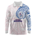 Personalized Western Bulldogs Polynesian Long Sleeve Polo Shirt Tribal Chest and Sleeve Tattoo Heritage Warrior