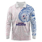Personalized Western Bulldogs Polynesian Long Sleeve Polo Shirt Tribal Chest and Sleeve Tattoo Heritage Warrior
