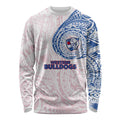 Personalized Western Bulldogs Polynesian Long Sleeve Shirt Tribal Chest and Sleeve Tattoo Heritage Warrior
