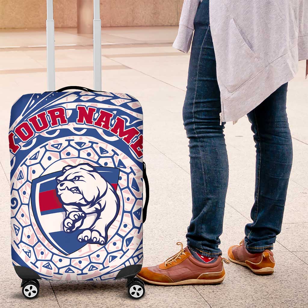 Personalized Western Bulldogs Polynesian Luggage Cover Tribal Chest and Sleeve Tattoo Heritage Warrior