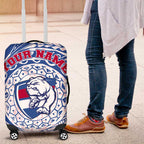 Personalized Western Bulldogs Polynesian Luggage Cover Tribal Chest and Sleeve Tattoo Heritage Warrior