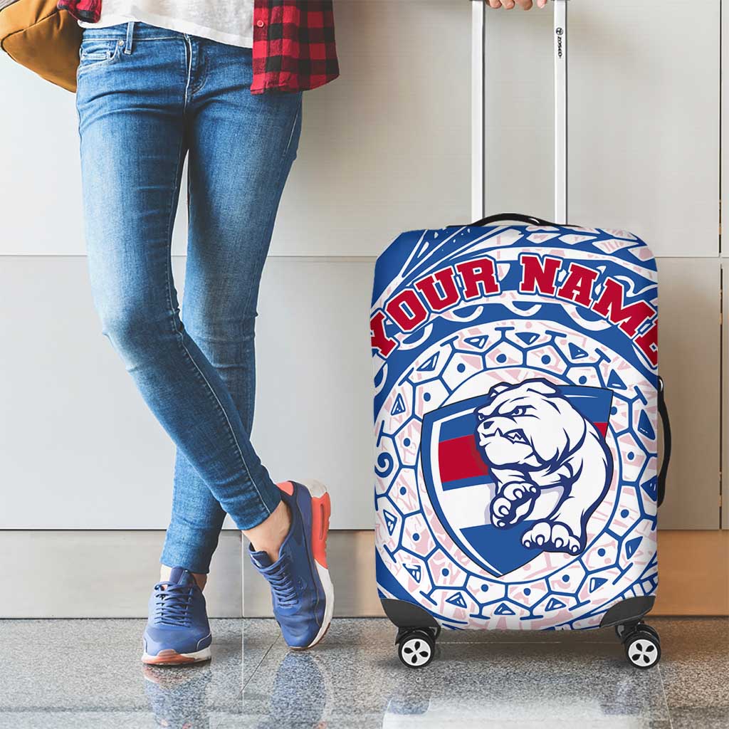 Personalized Western Bulldogs Polynesian Luggage Cover Tribal Chest and Sleeve Tattoo Heritage Warrior