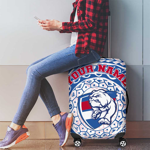 Personalized Western Bulldogs Polynesian Luggage Cover Tribal Chest and Sleeve Tattoo Heritage Warrior