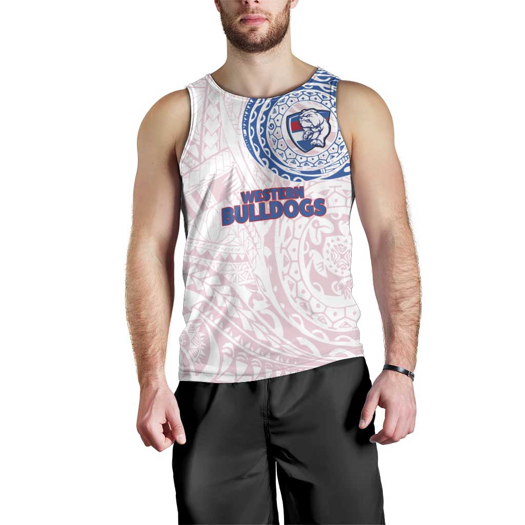 Personalized Western Bulldogs Polynesian Men Tank Top Tribal Chest and Sleeve Tattoo Heritage Warrior