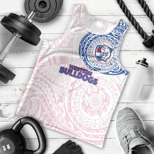 Personalized Western Bulldogs Polynesian Men Tank Top Tribal Chest and Sleeve Tattoo Heritage Warrior