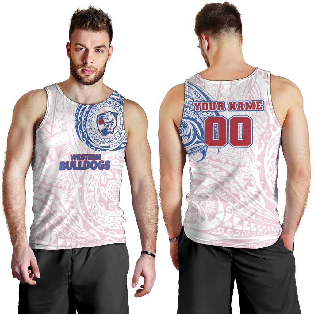 Personalized Western Bulldogs Polynesian Men Tank Top Tribal Chest and Sleeve Tattoo Heritage Warrior