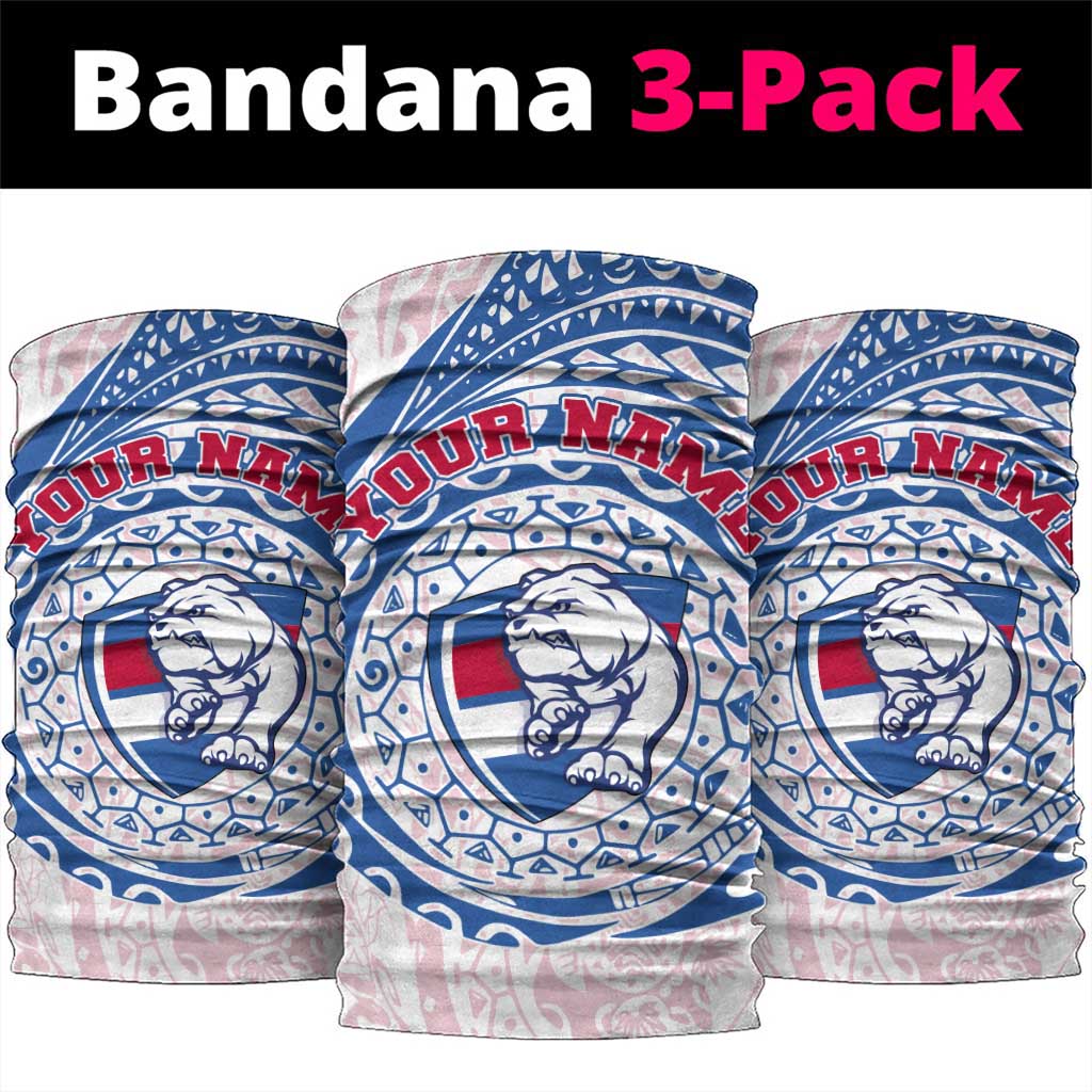 Personalized Western Bulldogs Polynesian Neck Gaiter Tribal Chest and Sleeve Tattoo Heritage Warrior