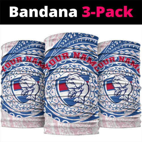 Personalized Western Bulldogs Polynesian Neck Gaiter Tribal Chest and Sleeve Tattoo Heritage Warrior