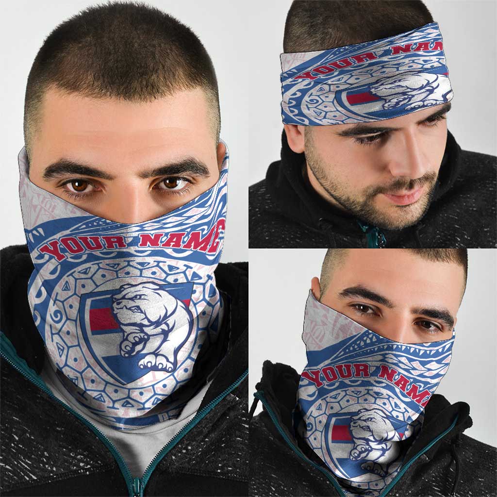 Personalized Western Bulldogs Polynesian Neck Gaiter Tribal Chest and Sleeve Tattoo Heritage Warrior